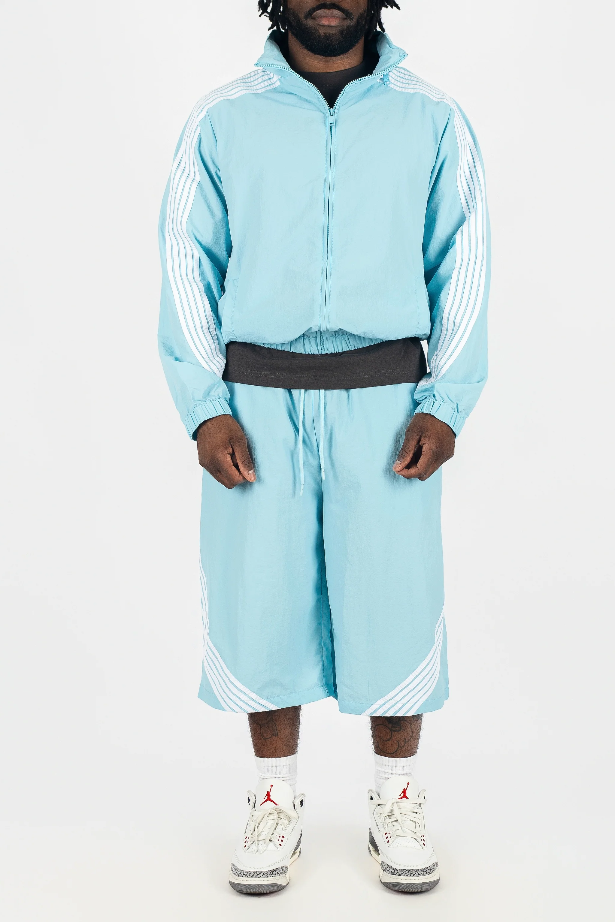 Nylon Racer Windbreaker Jacket and Shorts Set - Image 14