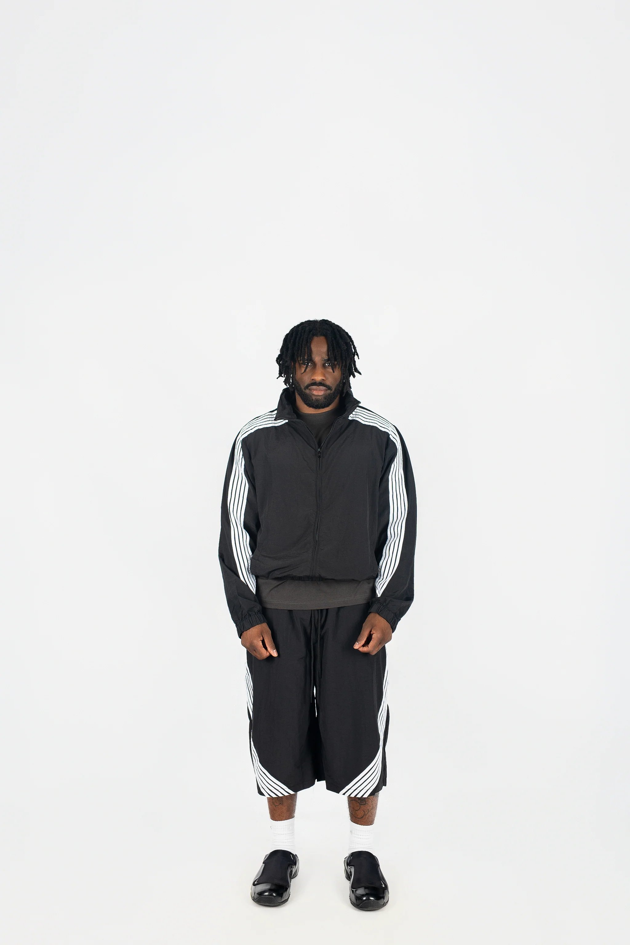 Nylon Racer Windbreaker Jacket and Shorts Set - Image 4