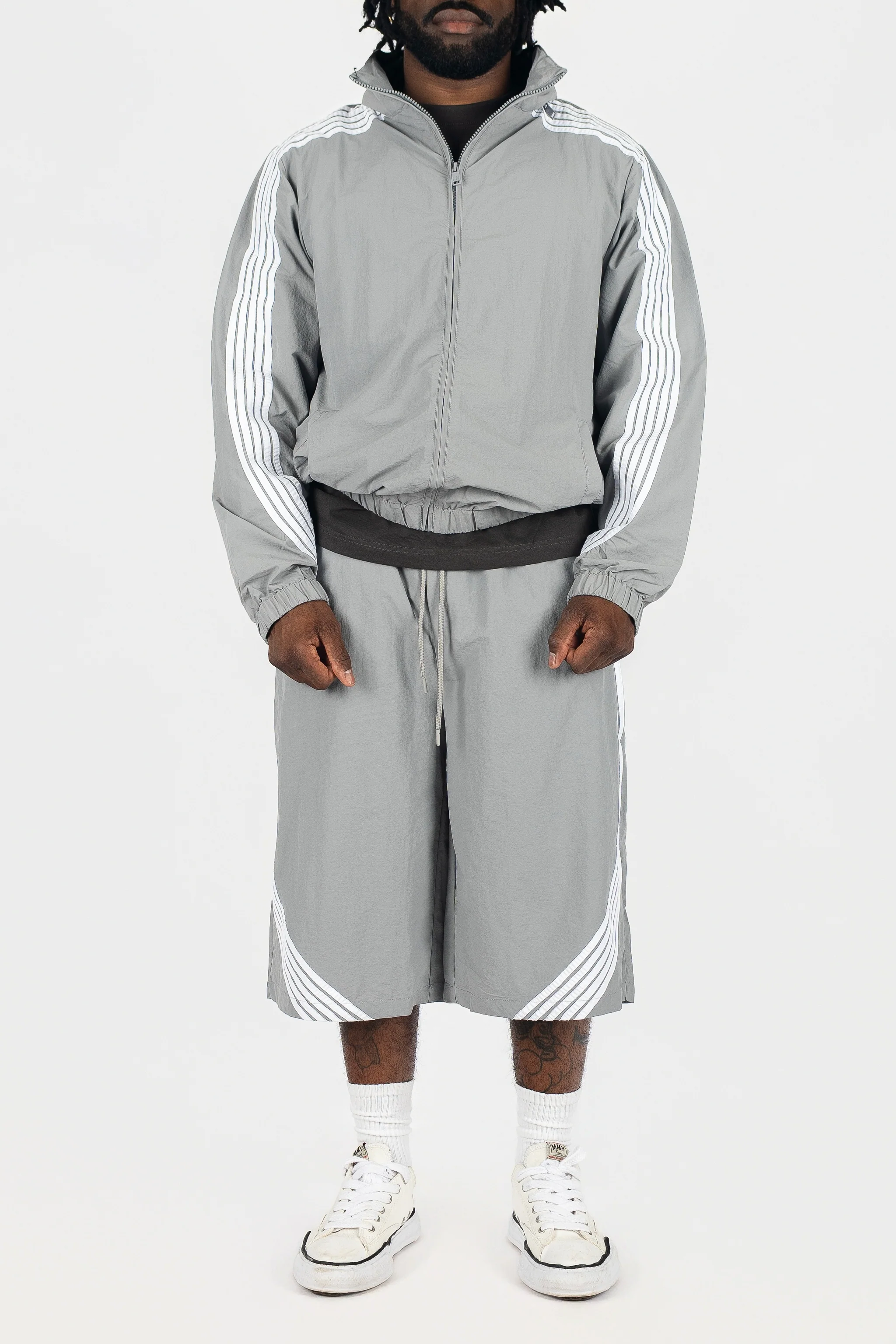 Nylon Racer Windbreaker Jacket and Shorts Set - Image 5