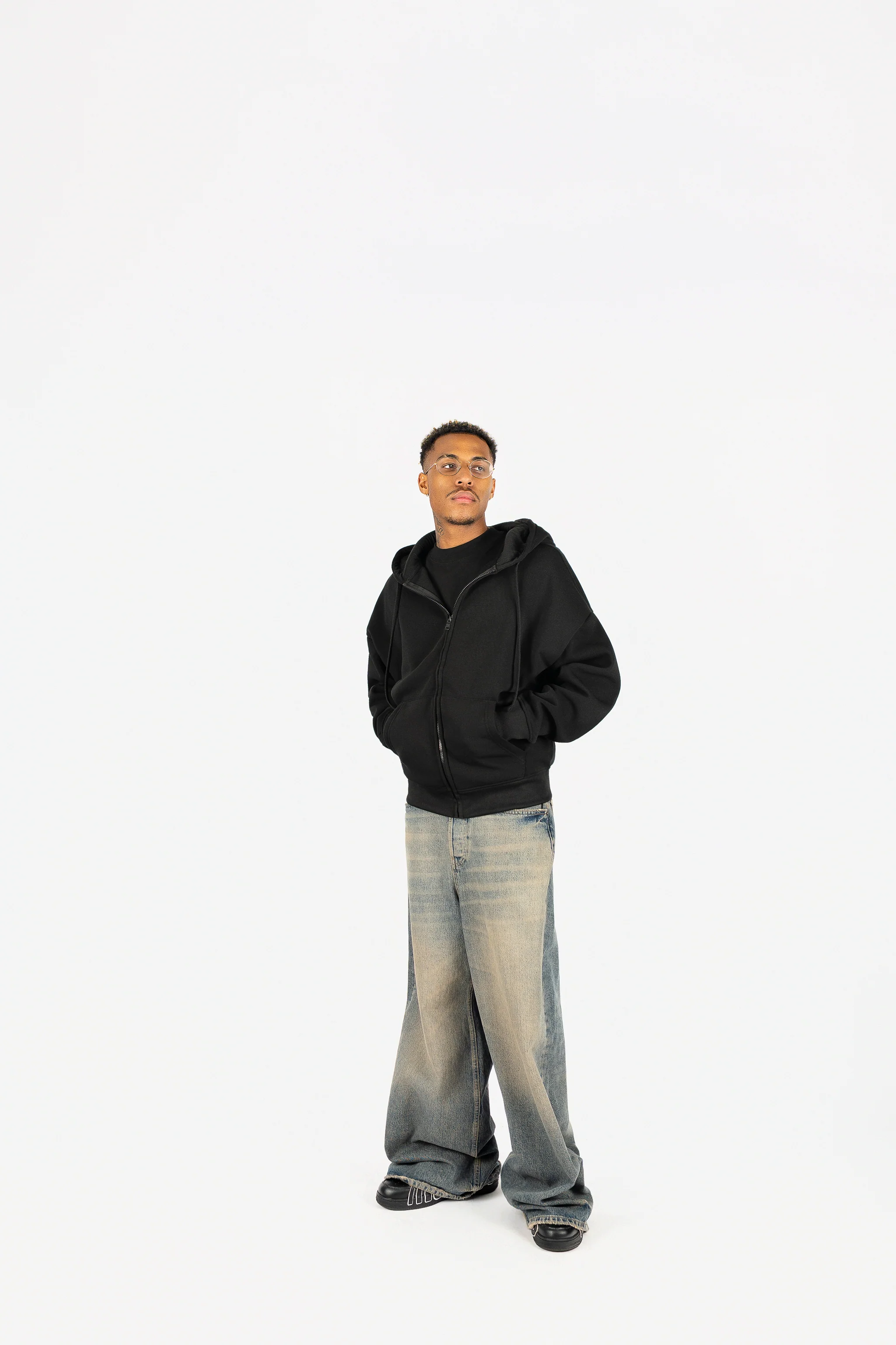 Oversize Drop Shoulder Zip Up Hoodie - Image 3