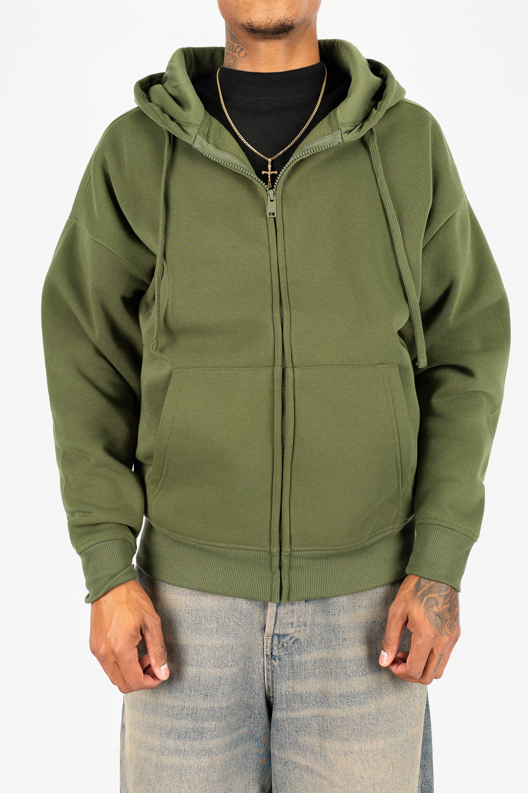 Oversize Drop Shoulder Zip Up Hoodie - Image 4