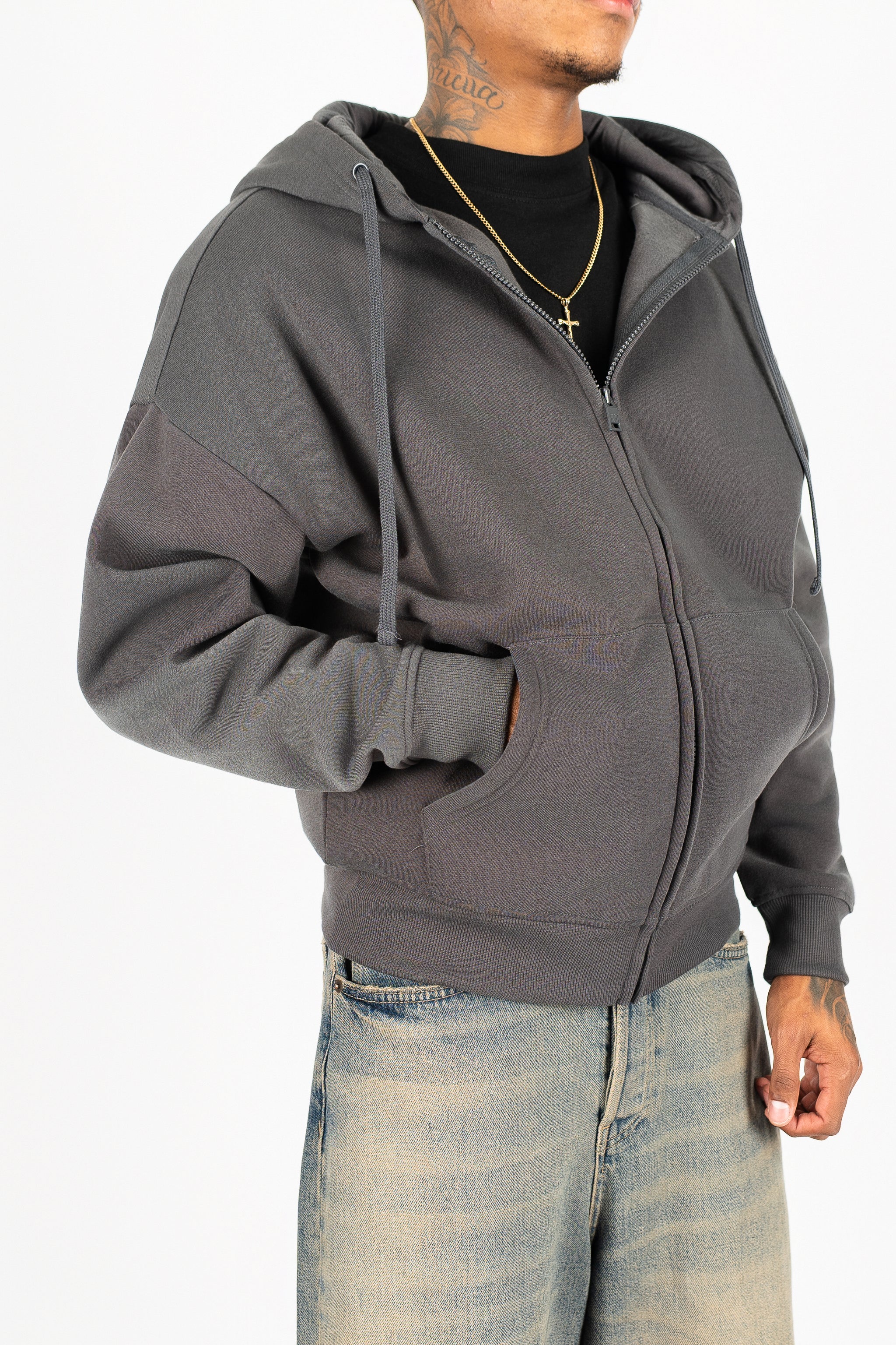 Oversize Drop Shoulder Zip Up Hoodie - Image 8