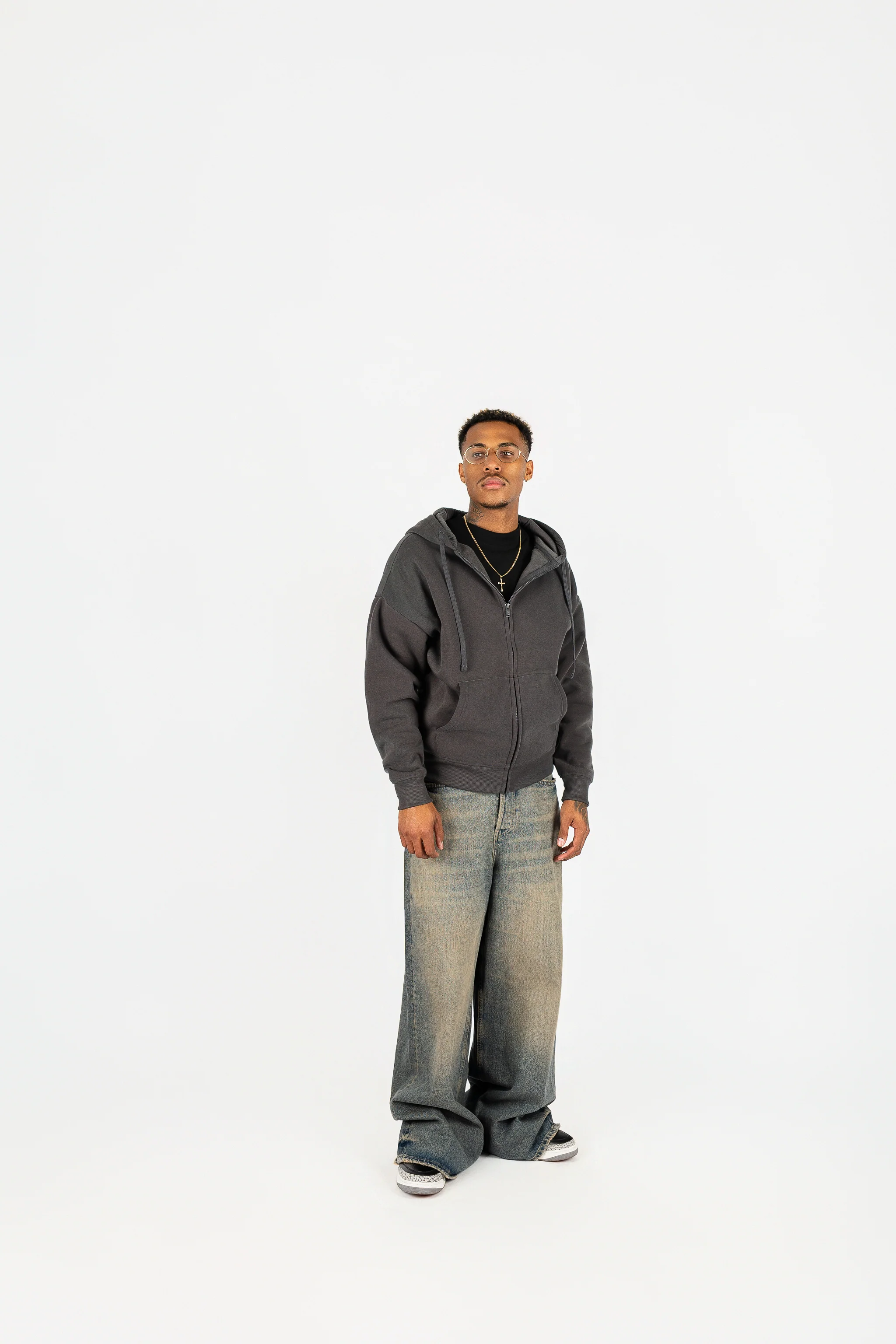 Oversize Drop Shoulder Zip Up Hoodie - Image 9