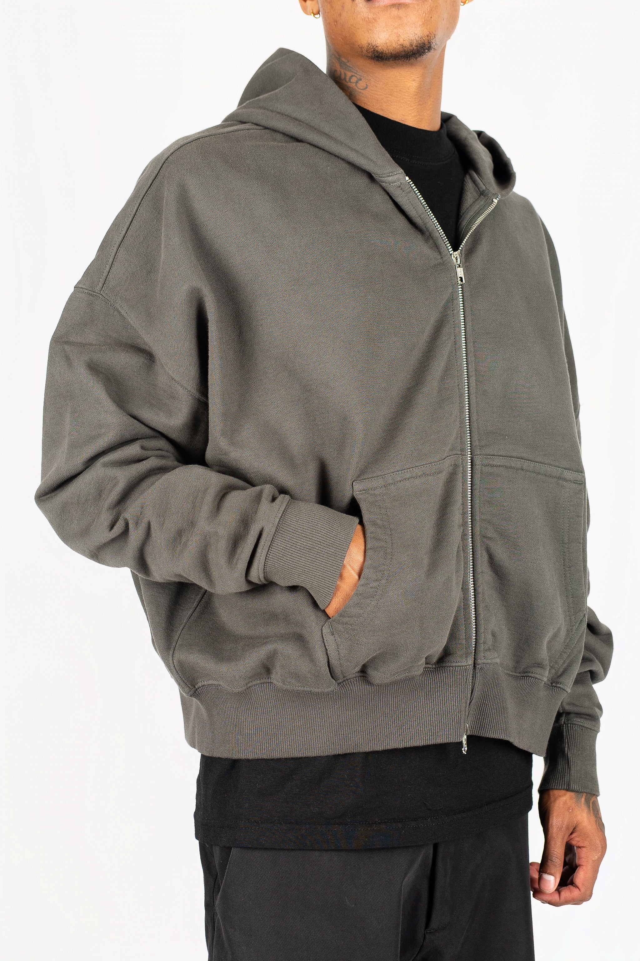 Cropped Double Zip Hoodie - Image 4