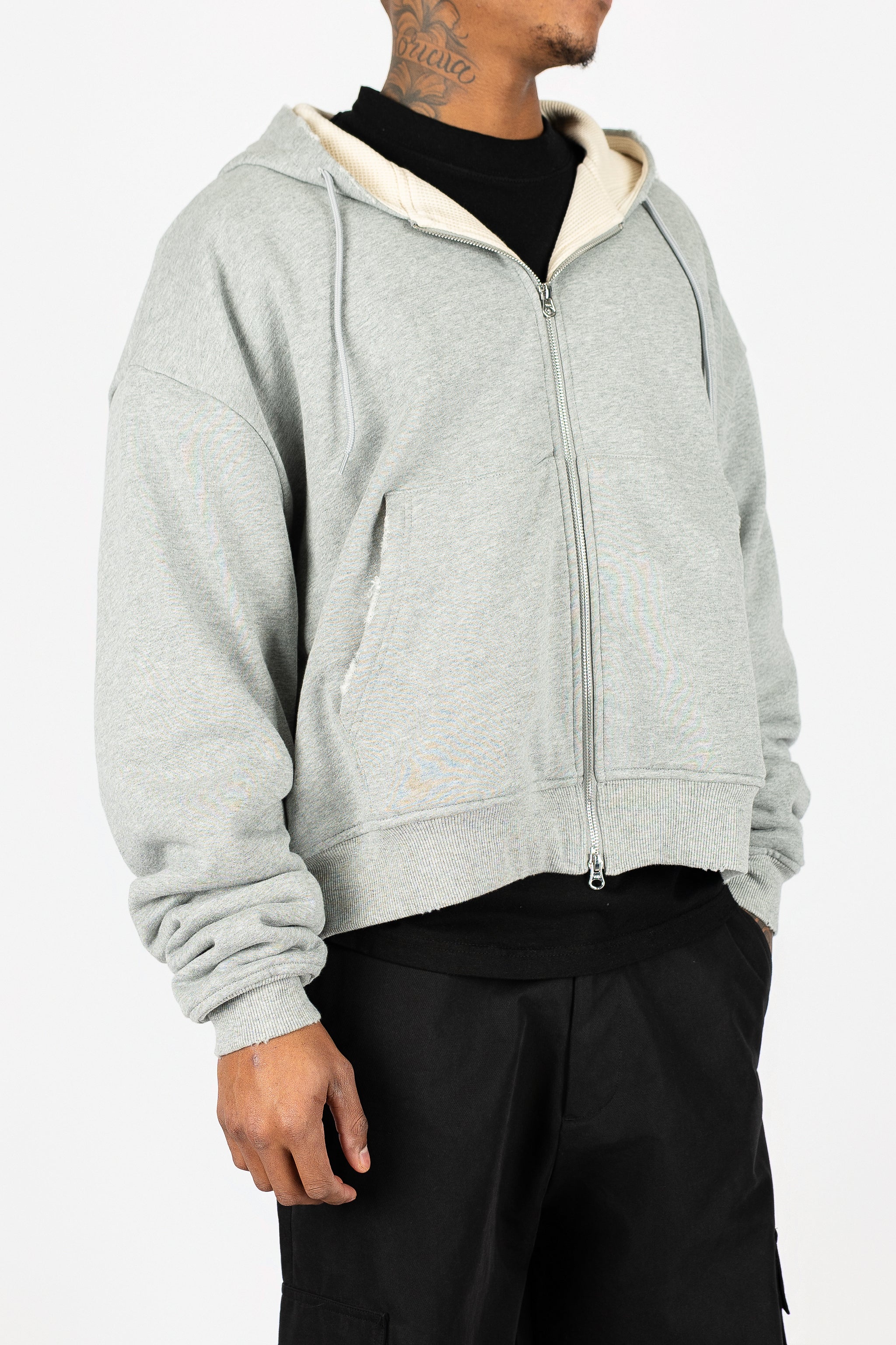 Waffle Knit Lined Zip Up - Image 3